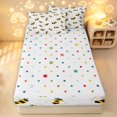 thumbnail image 4 of Erosebridal Kawaii Bee Zipper Queen Comforter Set with Fitted Sheet and 2 Pillowcases,Nature Wildlife Theme Zipper Bedding Set,White Yellow,Polkadot Reversible,4pcs, 4 of 8