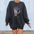 thumbnail image 2 of Sudadera extragrande de lana de manga larga con cuello redondo y estampado de calavera para mujer Fridja  hkj420, 2 of 7