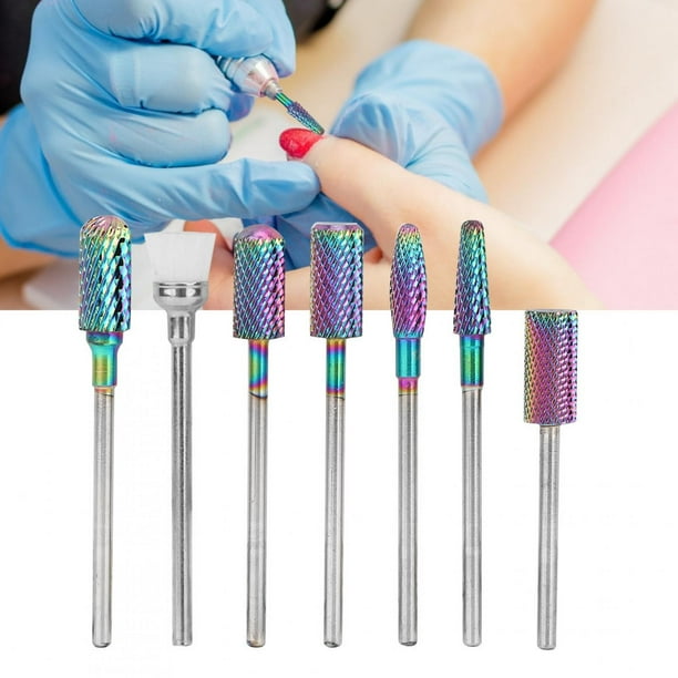 Juego de 7 brocas de carburo Ecomeon para broca de uñas eléctricas color