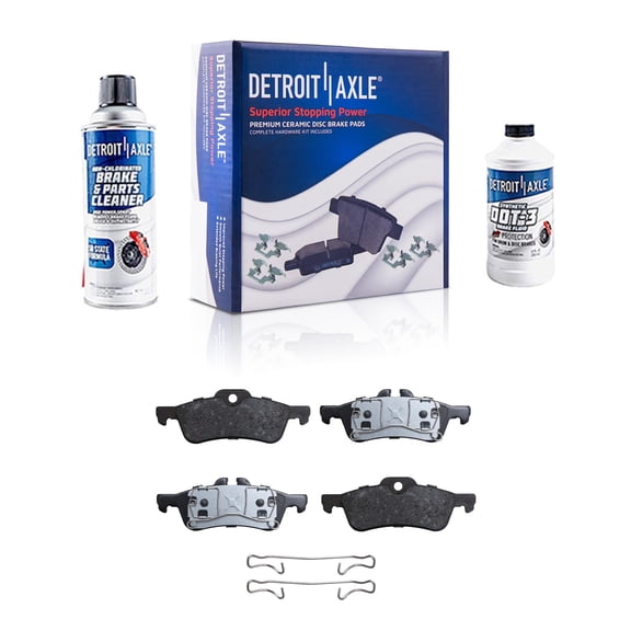 Detroit Axle - Rear Ceramic Brake Pads with Hardware Set Replacement for 2002 2003 2004 2005 2006 2007 2008 Mini Cooper - 4pc Set