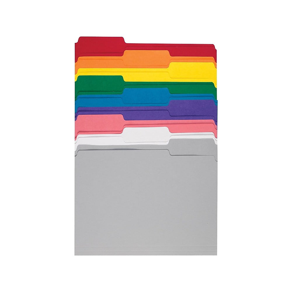 Staples Colored TopTab File Folders 3 Tab 9 Color Assortment Letter 100/PK 508804