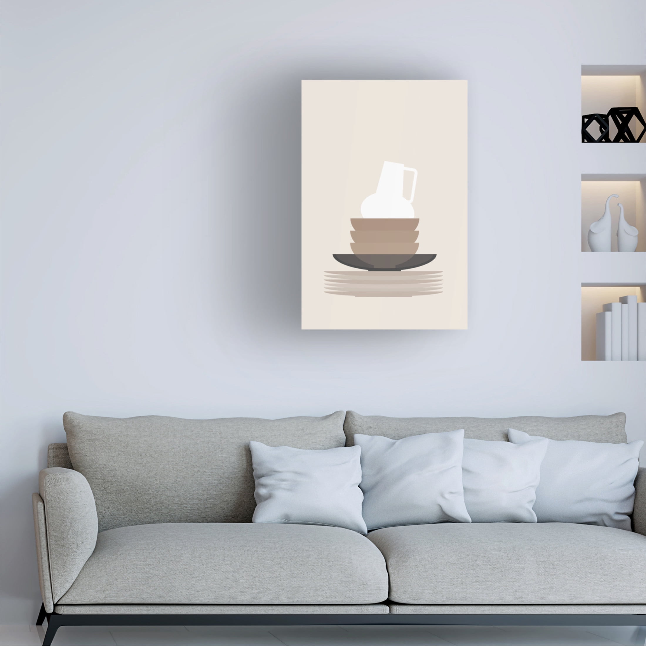 Trademark Fine Art Rosana Laiz Blursbyai Dishes and a vase in beige Canvas Wall Art
