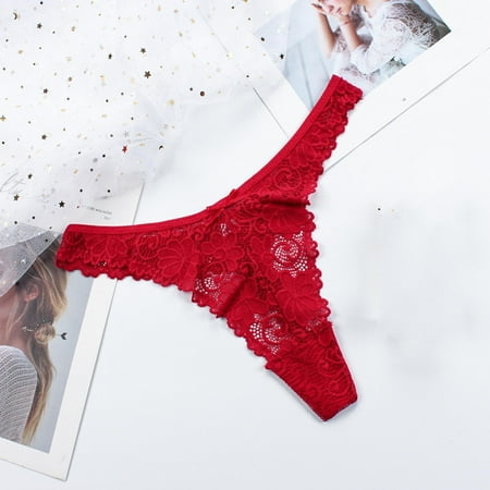 Dasayo Women s Underwear Lace Red Thong Solid Ladies Panties Size M