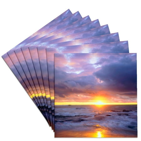 

3dRose USA California San Diego Sunset Cliffs beach at Sunset. Set of 8 Ceramic Tile Coasters