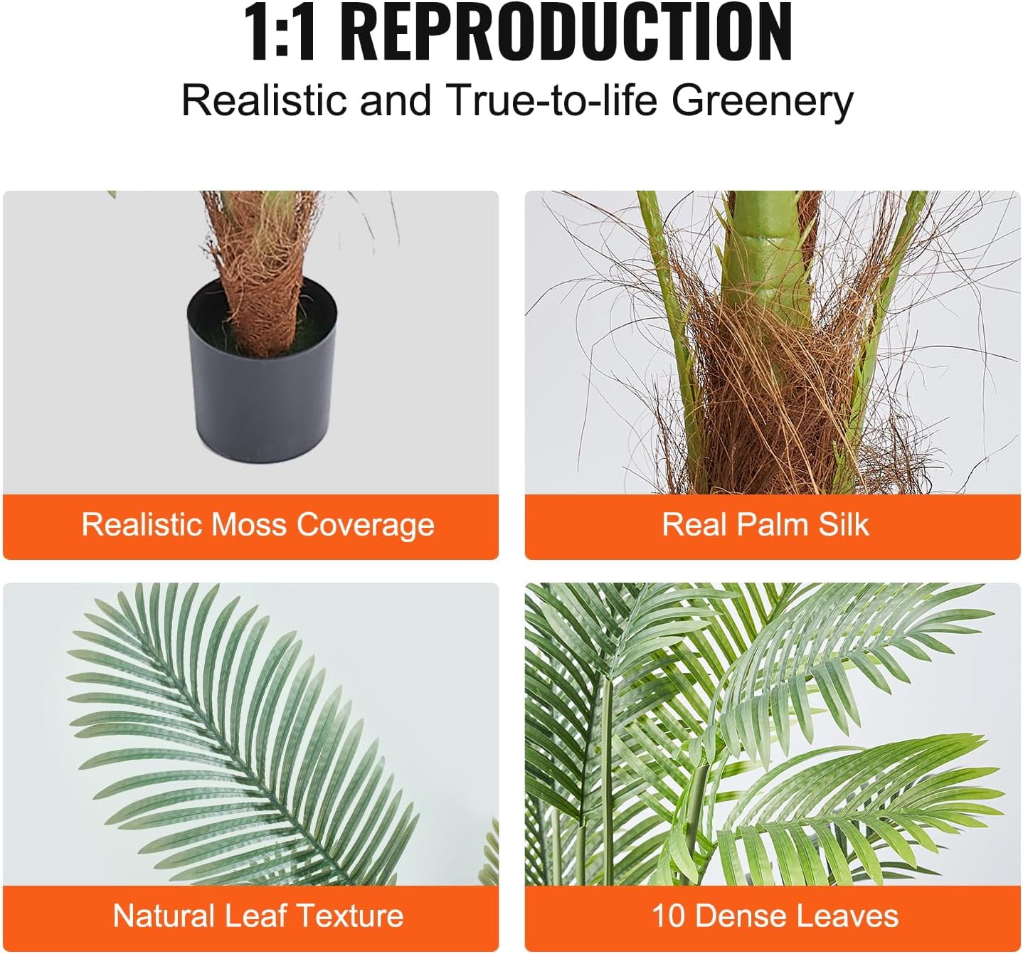 Artificial Palm Tree 4ft 2Pack Lifelike Faux Greenery with Moss Pot for Indoor Outdoor Living Room Office