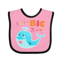 Inktastic I'm the Big Sister- cute whale with heart Girls Baby Bib