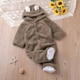 thumbnail image 2 of UAMVSH Infant Baby Fuzzy Fleece Rompers Cute Boys Girls Ears Hooded Plush Jumpsuits Warm Long Sleeve Footed Winter Outfits(3-6 Months,Coffee), 2 of 3