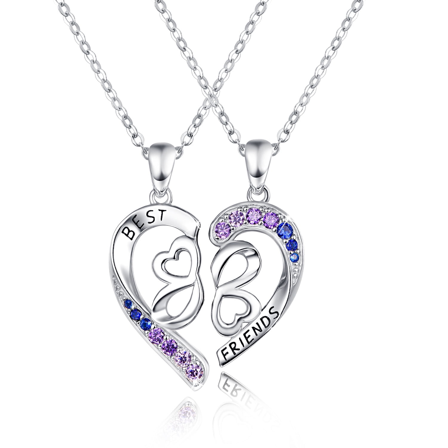 Cuoka 2 Sets Best Friends Necklace Sister Necklaces 925 Sterling Silver  Friendship Necklace Four Leaf Clover with Blue Purple Graduated Rhinestone  White Gold Plated Jewelry Birthday Xmas Gift Sets - Walmart.com