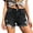 Black, variant on cocolona Womens Summer Casual Ripped Jean Shorts Button Zipper Waist Wide Leg Mini Denim Shorts with Pockets