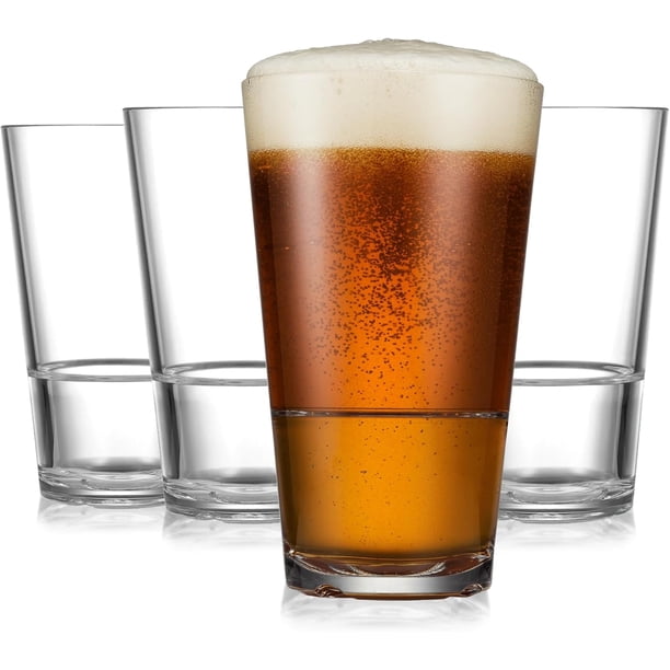 CAL-PT-CLR-4 - Vasos de cerveza de tritan irrompibles (473 ml), Casual, Transparente, 16 oz (Set of 4), 1