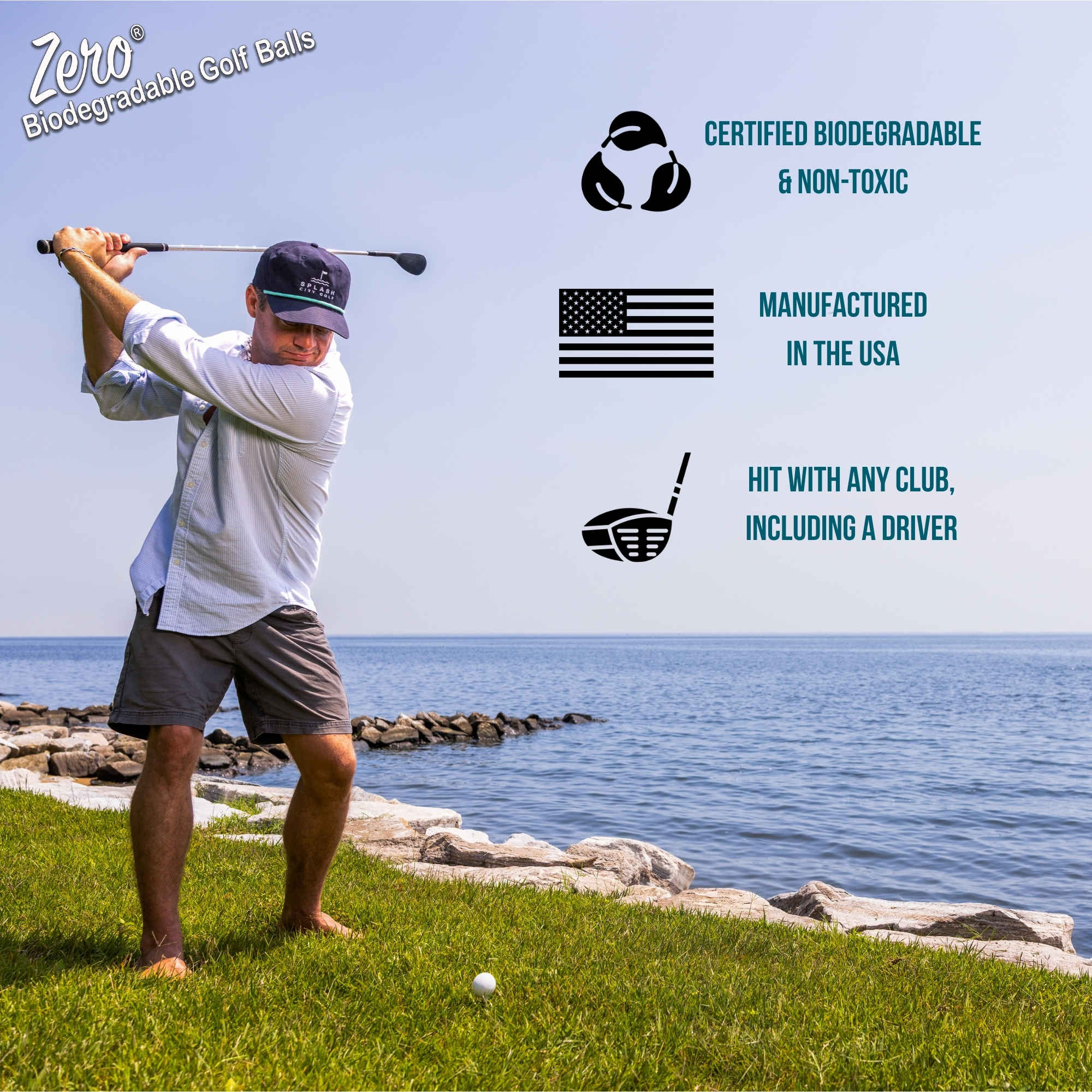 ZERO Biodegradable Golf Balls, 100 Count, Eco-Friendly, Made in USA