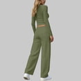 thumbnail image 6 of JGGSPWM 2 Piece Sets for Women Summer 2026 Spring Lounge Set Matching V Neck Tops Wide Leg Pants Travel Outfits Green XL, 6 of 8