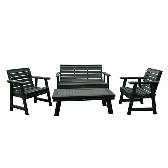 Weatherly 4ft Garden Bench, 2 Weatherly Garden Chairs, Conversation Table