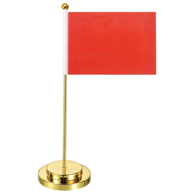 Unique Bargains Drapeau Stands Mini Porte-Drapeaux de Table Drapeau Or Ton avec Drapeau Rouge pour Décoration de Fournitures de Fête