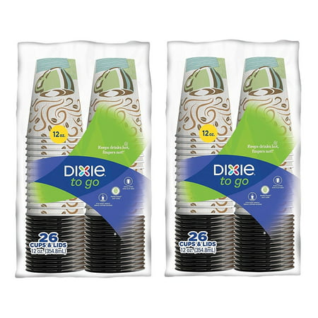 Dixie To Go Perfectouch Paper Cups and Lids, Pack of 2 - 52