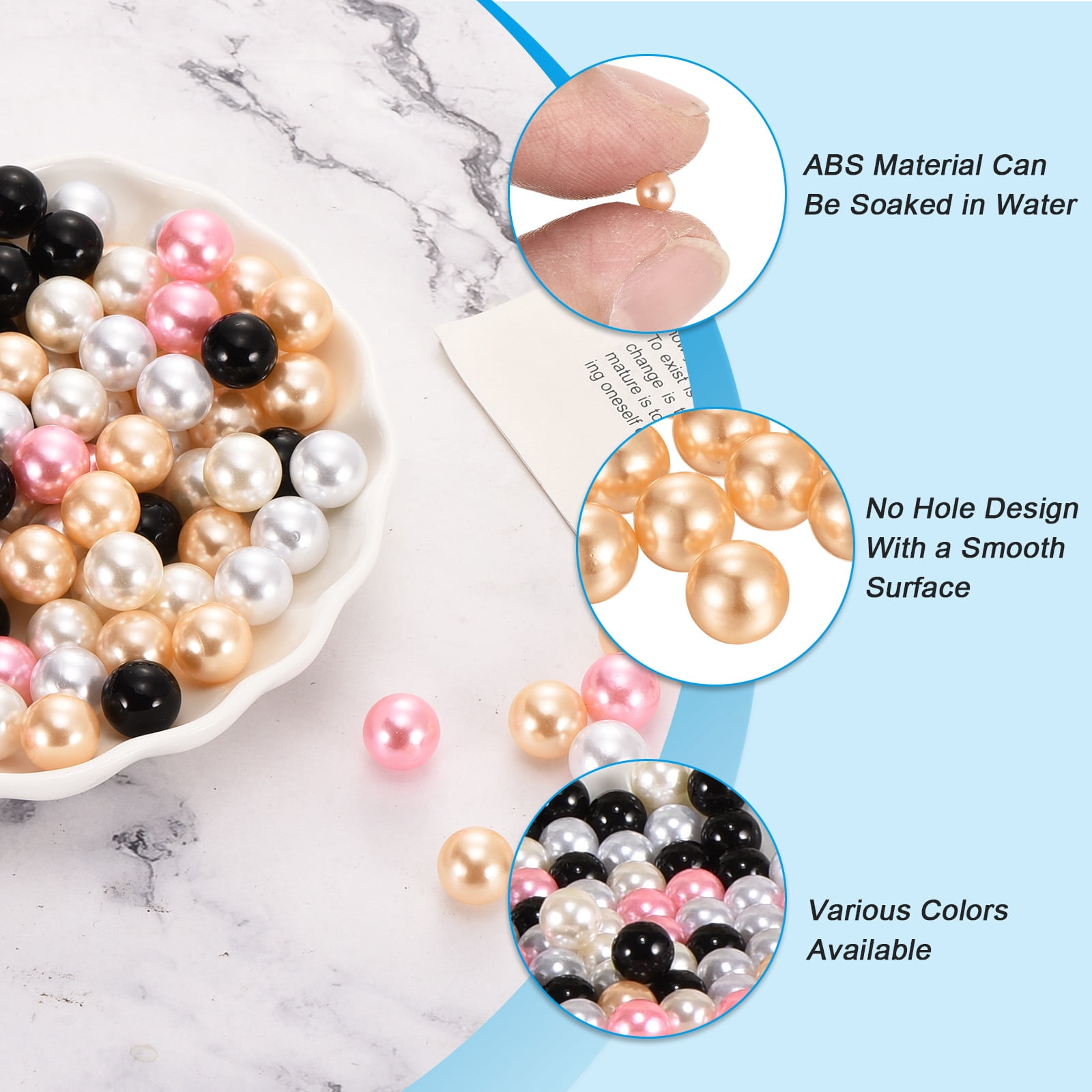Uxcell 9000pcs 4mm Champagne Pearl Beads ABS Faux Pearls Vase Fillers 300g Ornament Filler for Crafts
