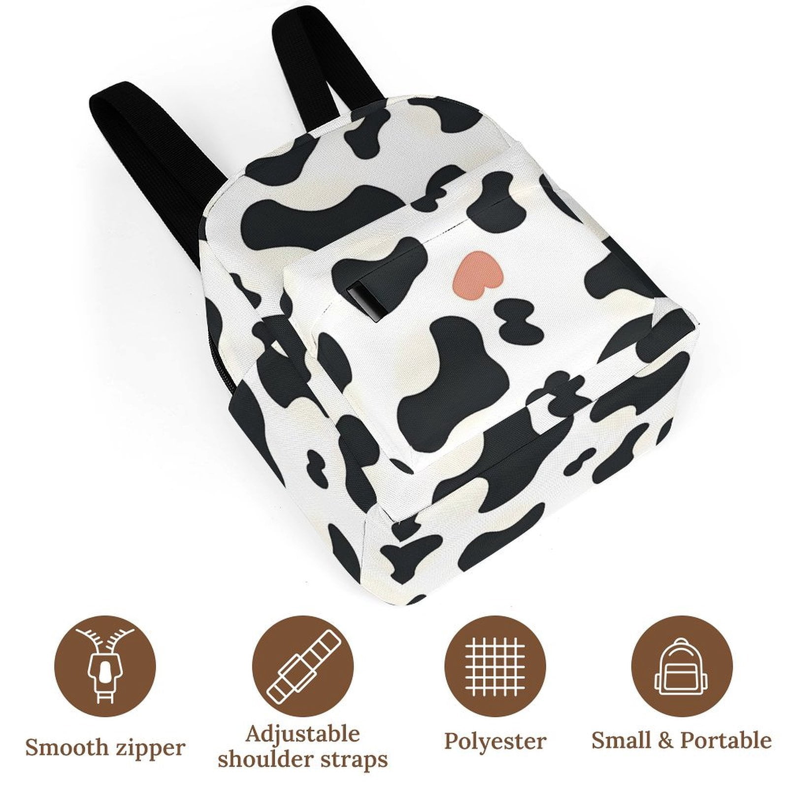 8.1×10in Casual Women'S Backpack With Anti-Contraction And Stretch For Sports Activities Travel Picnics Simple Cow Print Pattern1_3