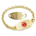 thumbnail image 1 of MedicEngraved Yellow Gold Stainless Steel Custom Medical Alert Bracelet - 5mm Oval Link, 1 of 7