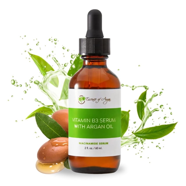 Esencia de argán B3 Vitaminas Ácido hialurónico Suero facial Niacinamida Hidratante para suero minimizador de poros faciales - 2 oz. Onz. Frasco cuentagotas