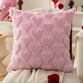thumbnail image 3 of 2-pack Valentines Pillow Covers 18x18 inch Pink Heart Soft Plush Faux Fur Jacquard Throw Pillows Covers for Valentines Day Decoration Wedding Holiday Festivals Home Decor, 3 of 4