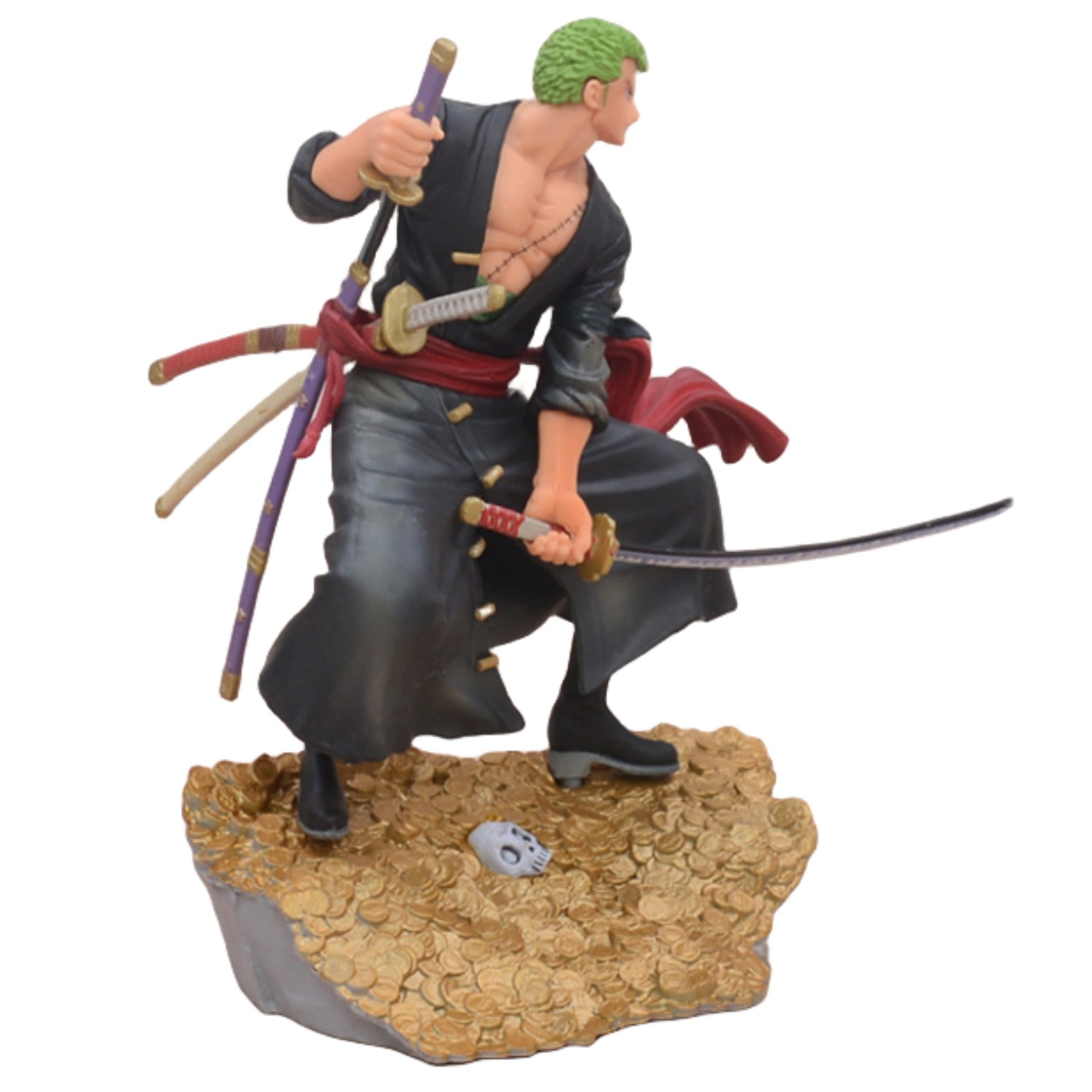Njube Action Figures Gold treasure standing pose sitting Roronoa Zoro Figure Model Decoration Toys Home Decor Collectible Figurine 17cm/6.69inch