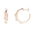 thumbnail image 2 of ANGARA Natural Flush-Set Diamond Star Dome Hoop Earrings in 14K Rose Gold for Women (Size-1.95mm| Color-H| Clarity-SI2) | Anniversary, Jewelry Gift for Women | Natural Diamond Earrings, 2 of 8