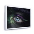 thumbnail image 3 of Designart 'Woman Eyes With Green & Purple Pigment & Sparkles' Modern Framed Canvas Wall Art Print, 3 of 5