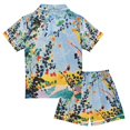 thumbnail image 2 of FORMRS Kids Short Sleeve Top and Pants Pajama Set Unisex Satin 2-Piece Sleepwear, Sizes 13-14Y, Colorful Leaves, 2 of 8