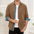 thumbnail image 4 of Chiccall Vintage Corduroy Shirts for Men Casual Colorblock Lapel Button Down Long Sleeve Shirts with Pocket, 4 of 8