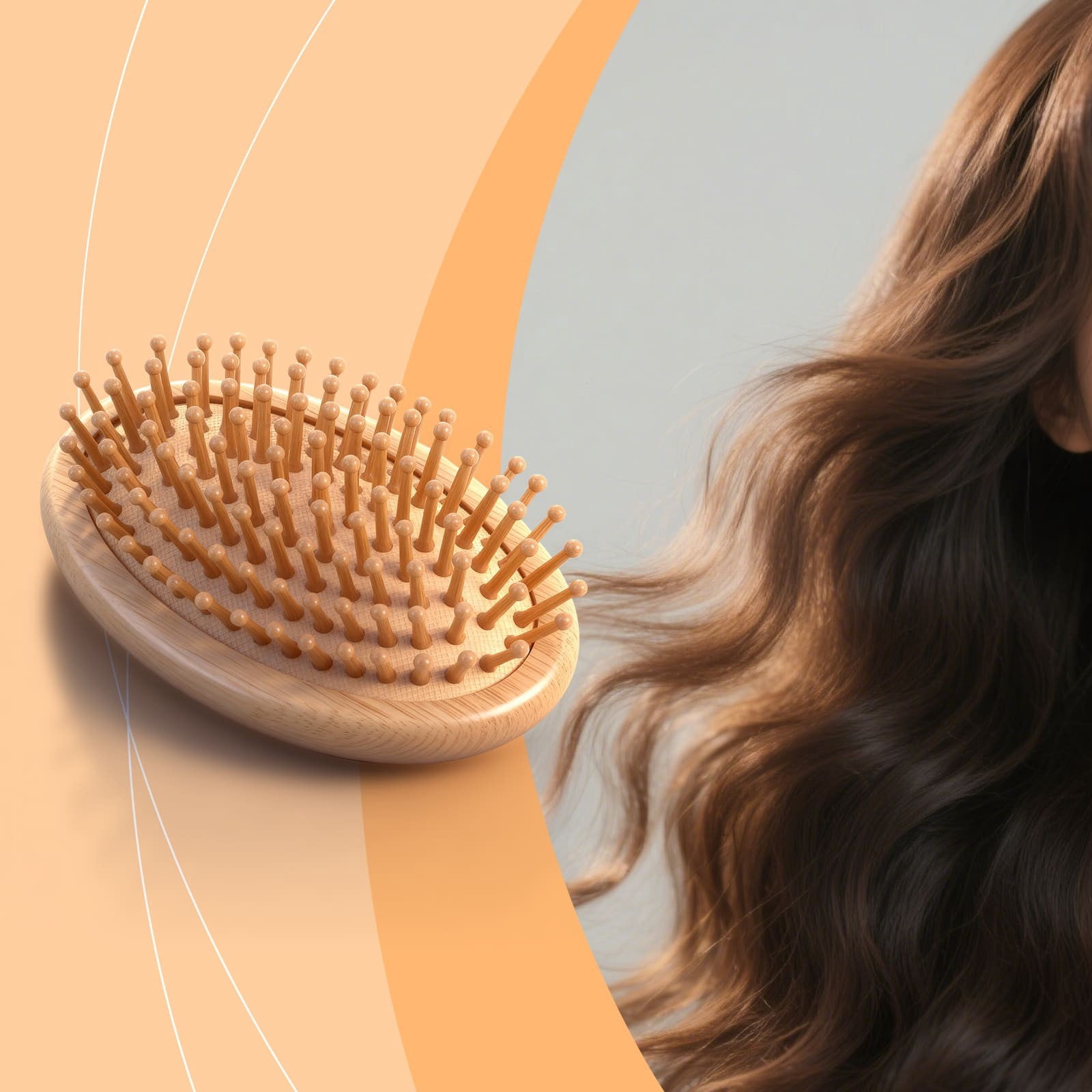 Weloille Natural Beech Wood Scalp Massage Brush, Portable No Handle Detangling Hair Brush for Women, Mini Wooden Bristles Comfortable Scalp Care, 103x68mm