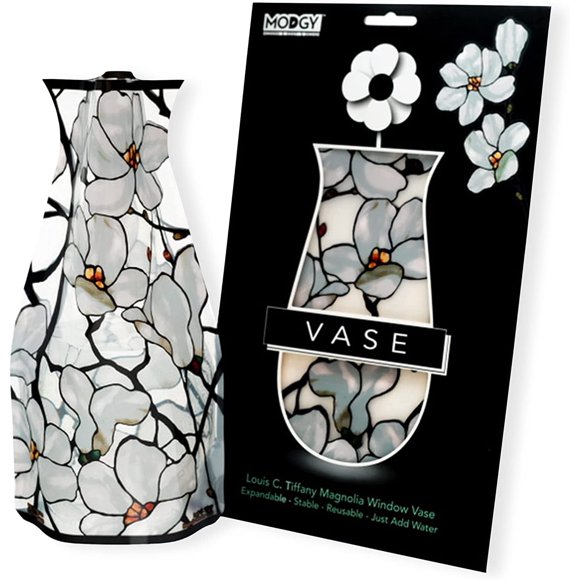 MODGY Expandable Flower Vase Plastic Decorative Modern Vases for Flowers Centerpieces Dining Table Decor Living Room Bathroom Wedding Office, Louis C. Tiffany Magnolia Window