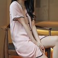 thumbnail image 7 of LIaqionyy Women's Silk Robes Dress Short Sleeve Button Down Short Nightgown Pajamas Satin Bathrobe, 7 of 7