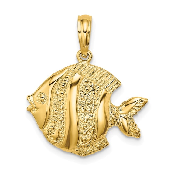 FB Jewels 14K Yellow Gold Fish High Polish and Engraved Pendant