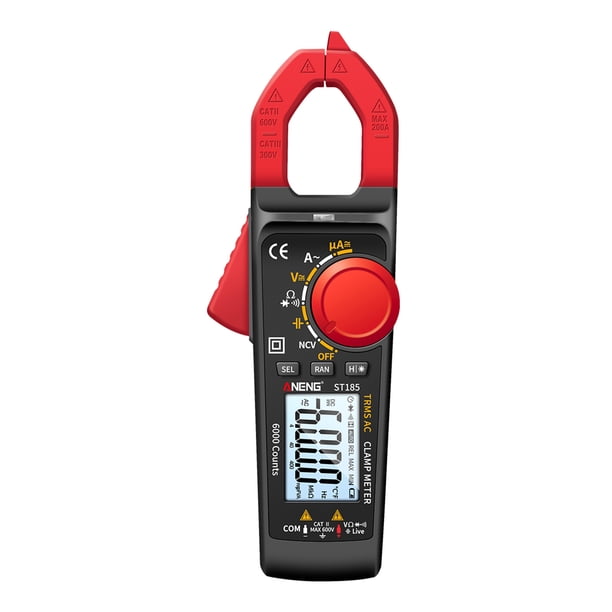 Medidor de abrazadera ANENG ST185 Medidor de pinza inteligente 4000 cuentas Multímetro digital de rango automático Pantalla LCD Voltaje CA CC Detector de corriente CA Pluma Linterna LED Medidor de vol ANENG Medidor de abrazadera