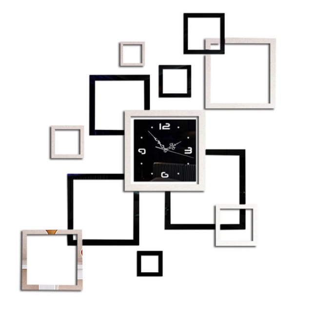 Espejo Reloj de pared Juego de pegatinas Autoadhesivo Rectangular Dormitorio Tienda Decoración de arte Calcomanías decorativas espejadas Póster tholdsy JJ18148-00