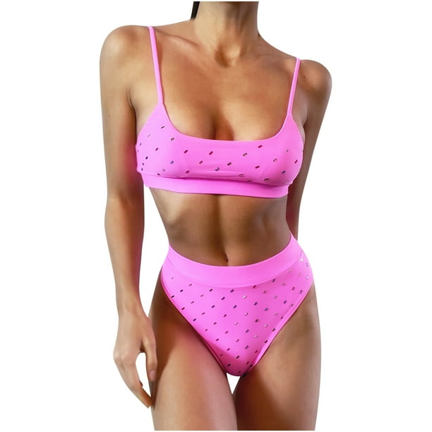 Conjunto de 2 piezas para mujer Color sólido Cintura alta Bikini Explosión Split Traje de baño OAVQHLG3B Store lin121212