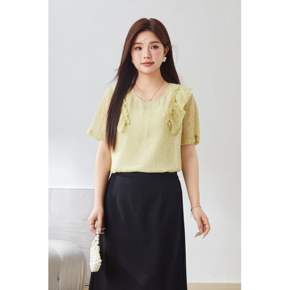 Breathable chiffon jacquard top