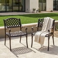 thumbnail image 3 of Nuu Garden 2 Piece Cast Aluminum Patio Dining Chairs with Armrests, Outdoor Bistro, Balcony, Backyard, Garden, Black with Gold Speckles, 3 of 11