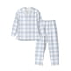 thumbnail image 1 of Balery Blue Checkboard Pijama para Hombre de Dos Piezas con Manga Larga, Conjunto de Dormir y Descanso Suave con Bolsillos-Medium, 1 of 7
