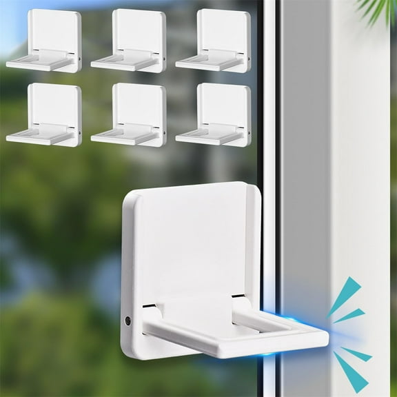 Tutuviw 6Pcs Sliding Glass Door Lock,Child Safety Slide Window Lock for Sliding Glass Door,Self-Adhesive Sliding Patio Door Lock for Pets,Slide Window Locks for Closet Doors,No Drilling Tools Needed