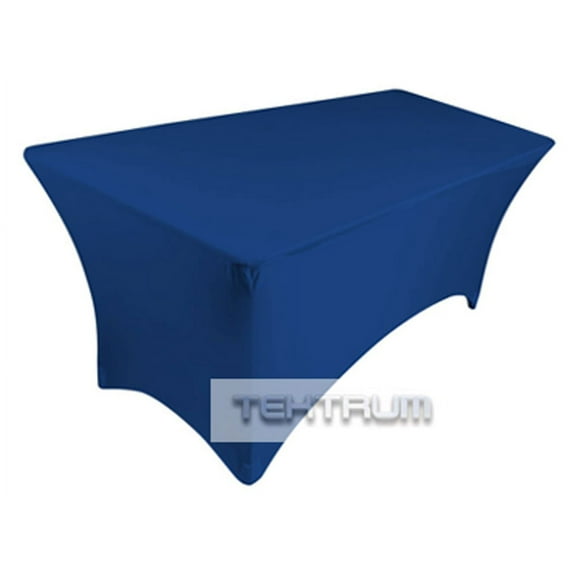 TEKTRUM 6 FT LONG RECTANGULAR STRETCH TABLECLOTH DJ JACKET COVER FOR TRADE SHOW - PREMIUM FABRIC  - BLUE COLOR