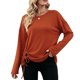 thumbnail image 1 of Camiseta de manga larga para mujer con cordón y dobladillo irregular con cuello redondo para otoño e invierno Naranja XL, 1 of 6