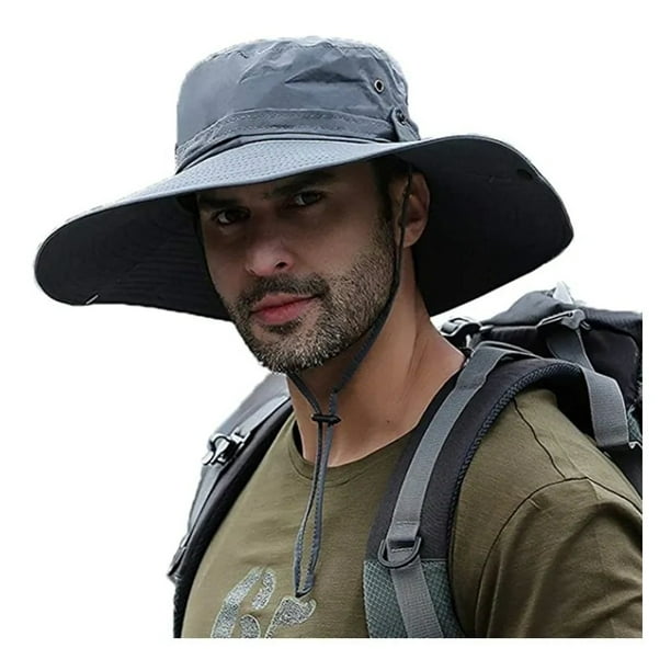 Super Wide Brim Sun Hat-UPF50+ Waterproof Bucket Hat for Fishing, Hiking,  Camping, Light Gray 
