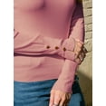 thumbnail image 5 of Doublju Women's Round Neck Long Sleeve Soft Knit Pullover Sweater with Sleeve Buttons, 5 of 5