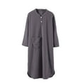 thumbnail image 2 of Night Gowns for Elderly Women, Hugcore Ladies' Flannel Plush Long Sleeve Thick Warm Nightgown Sleepwear Henley Sleep Dress Nightgowns for Women Grey, L, 2 of 4