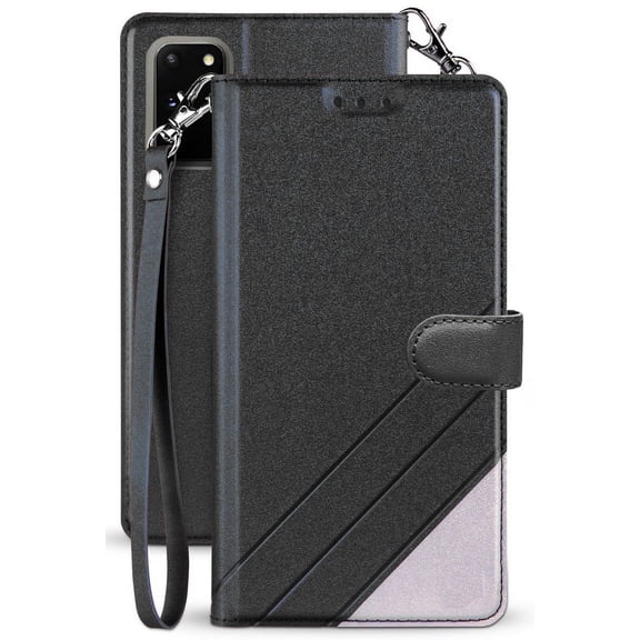 Case for Note 20, Infolio Wallet Credit Card Slot ID Cover, View Stand [with Wrist Strap Lanyard] for Samsung Galaxy Note 20 Phone (SM-N980, SM-N981)