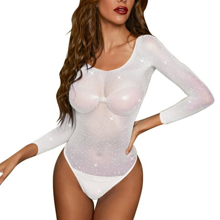 

ZMHEGW Women Bodysuits Outfits Backless Mesh Sheer Babydoll Teddy Nightie Lace Up Fishing Net Underwear Sleepwear Steel Ring Pajamas Gart Lingerie
