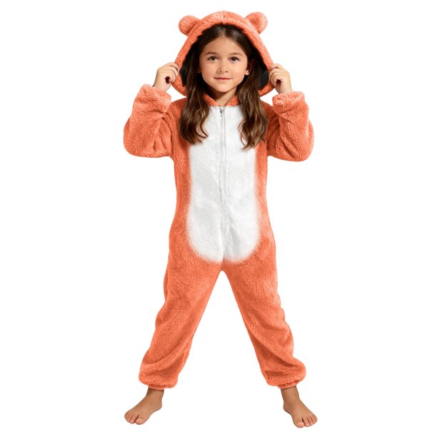 Mono de manga larga con capucha para niñas, pijama informal de invierno cálido, ropa de dormir para mujer, pantalones de terciopelo ártico de doble cara