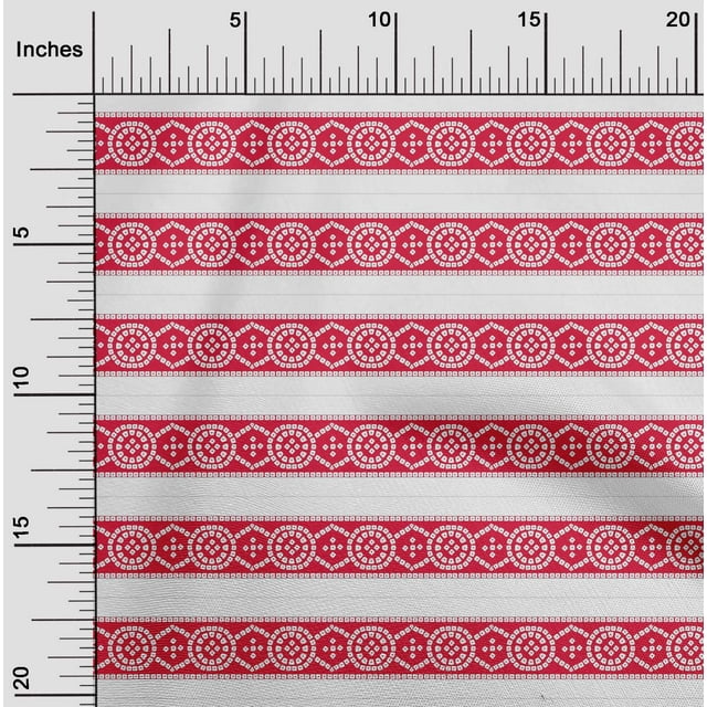 oneOone Polyester Lycra Red Fabric Ethnic Bandhani Craft Projects Decor Fabric Printed By The Yard 56 Inch Wide