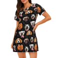 thumbnail image 1 of Balery Different Breeds Of Dogs Camisón de manga corta con cuello redondo para mujer, cómodo y elegante., 1 of 6